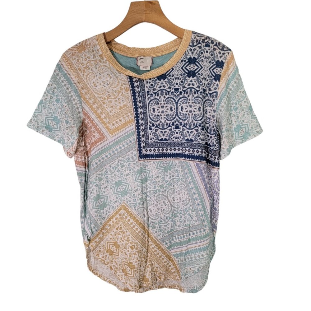 ANTHROPOLOGIE Postmark Top Delilah Shirt Short Sleeve Tulip Hem XXS‎ NWOT